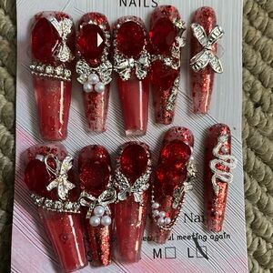 Red Aquarium Press-On Nails